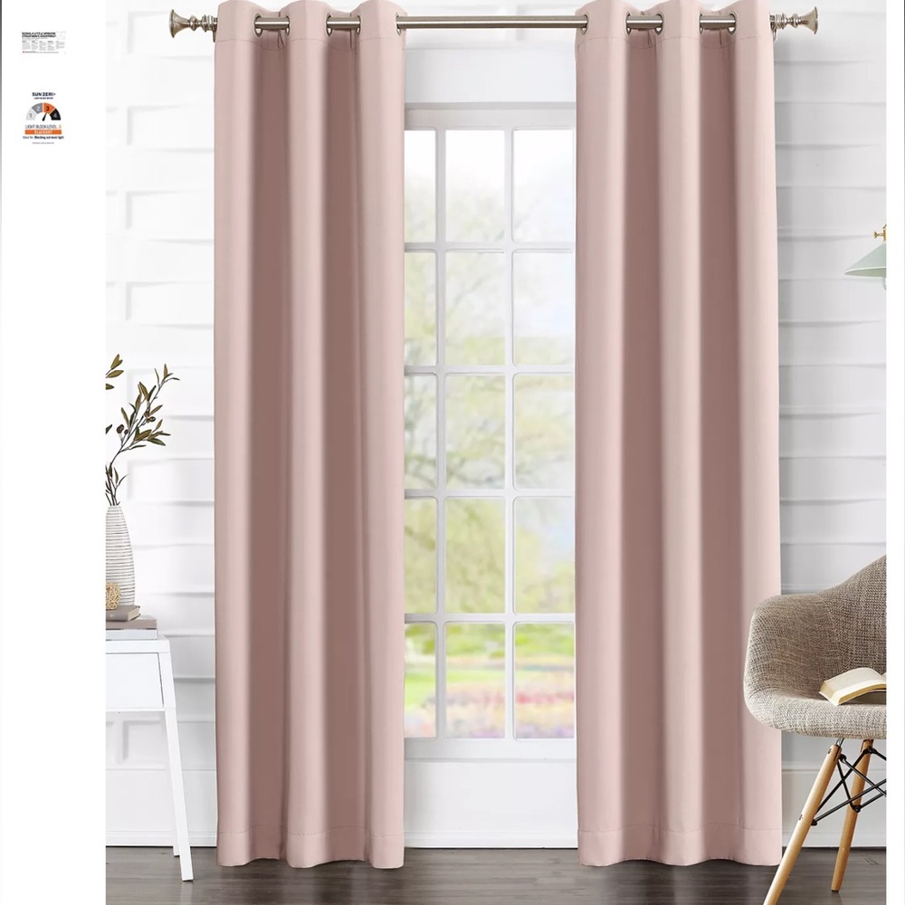 Sun Zero Preston 80" x 84" Blackout Grommet Curtain Panel Pair - Blush